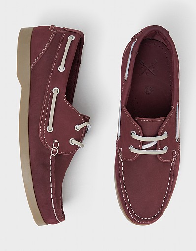 Aubrey Leather Deck Shoe in Burgundy
