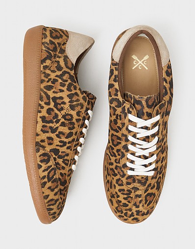 Slim Leather Trainer in Leopard Print