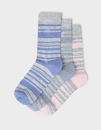 3-Pack Striped Bamboo Socks in Grey