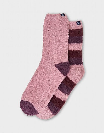 2 Pack Fluffy Socks in Pink & Burgundy