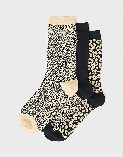 3-Pack Bamboo Socks in Leopard
