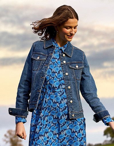 Denim Western Jacket in Light Wash Blue