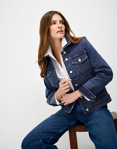 Denim Western Jacket in Mid Wash Navy