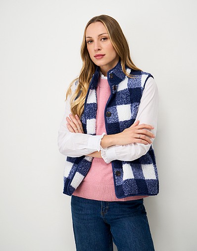 Borg Gilet in Blue Check
