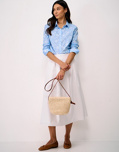 Cotton Lulworth Shirt in Blue Floral Print