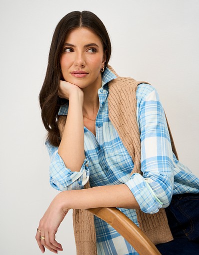 Relaxed Fit Flannel Shirt in Blue