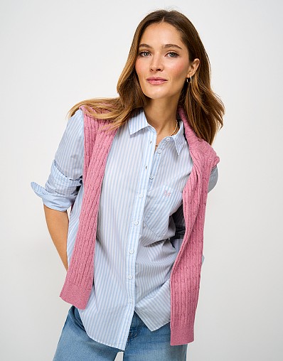 Relaxed Fit Cotton Poplin Shirt in Blue
