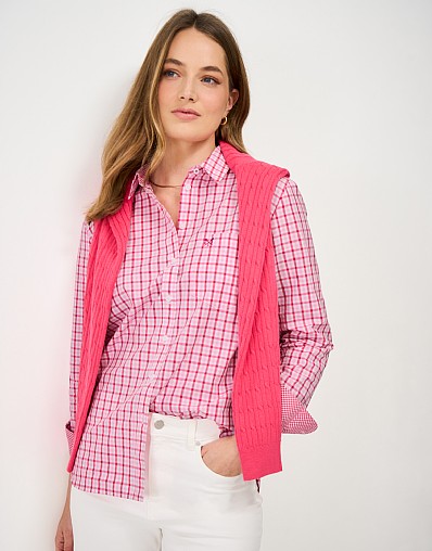 Relaxed Fit Cotton Poplin Shirt in Multicolour Gingham