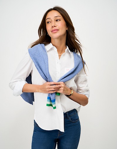 Relaxed Fit Cotton Poplin Shirt in White