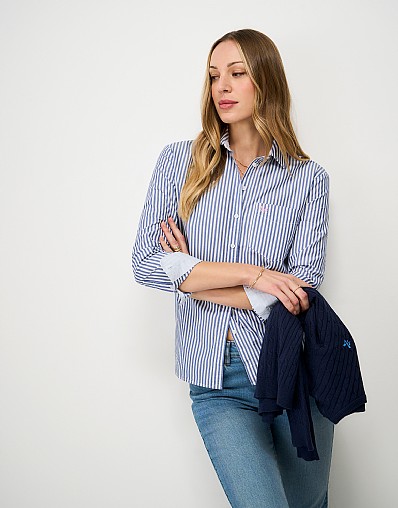 Relaxed Fit Poplin Shirt in Blue Stripe