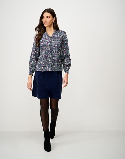 Celeste Frill Neck Blouse in Meadow Floral