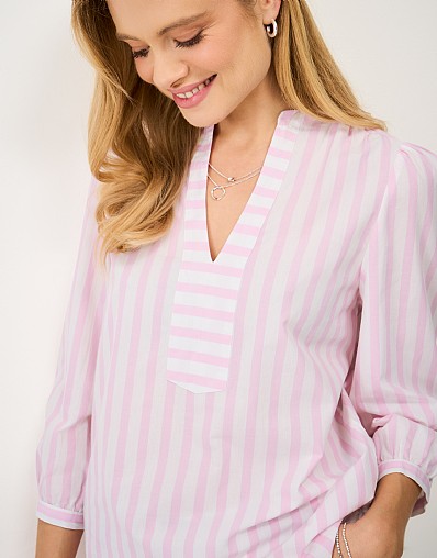 Freya Blouse in Pink & White Stripe