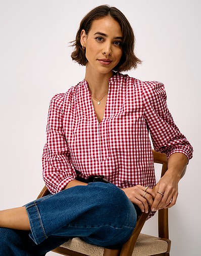 Freya Blouse in Red & White Gingham