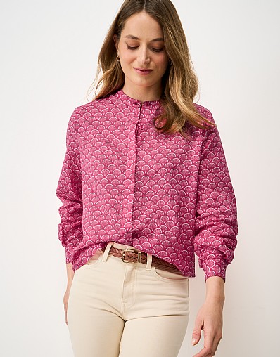 Savannah Cotton-Viscose Blouse in Pink Shell Print