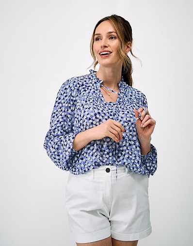 Noemi Button Through Blouse in Blue
