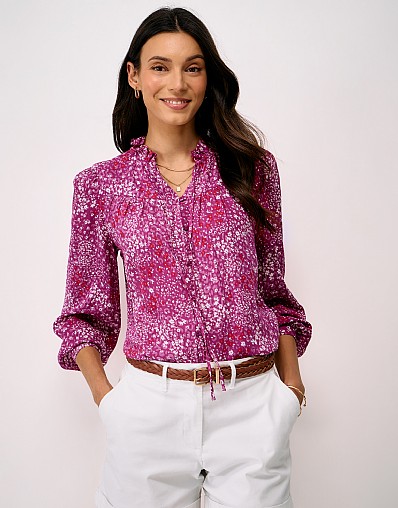 Noemi Button Through Floral Blouse in Pink