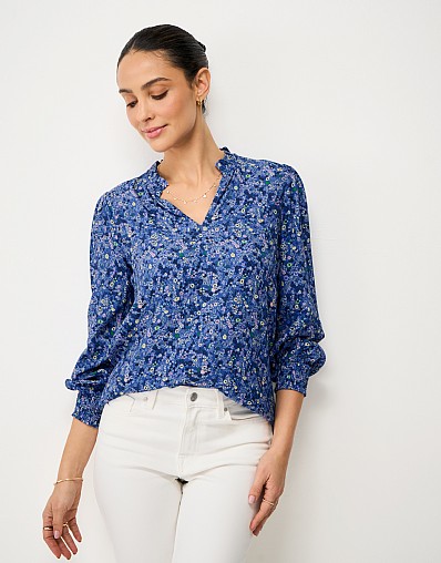 Beatrice Blouse in Blue Meadow Floral Print
