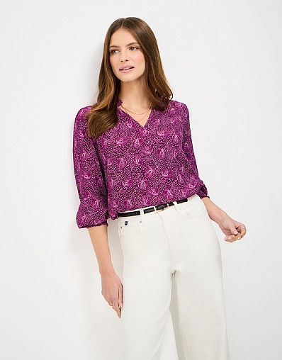 Beatrice Blouse in Mulberry Poppy Spot Print