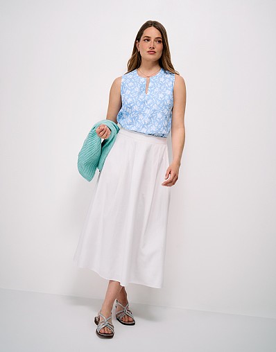 Shelley Linen-Blend Shell Top in Blue