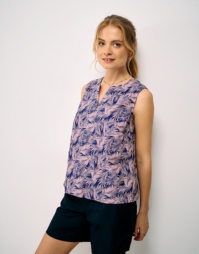 Shelley Linen-Blend Shell Top in Pink