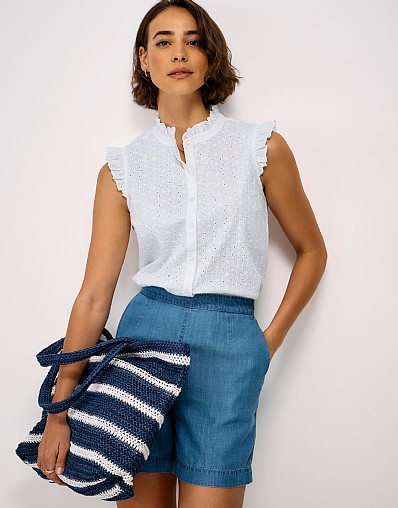Neve Cotton Broderie Anglaise Blouse in White