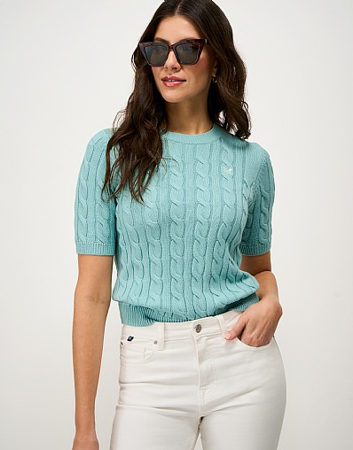 Summer Heritage Cable Tee in Turquoise