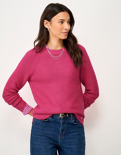 Cotton Stitch Jumper in Raspberry