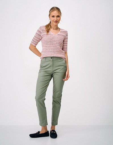 Space Dye Textured Stitch Knit T-Shirt in Pink