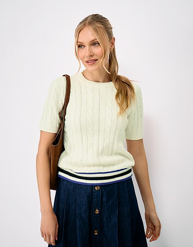 Cricket Cable Knit Top in White