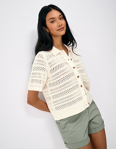 Button Through Easy Cardigan in White