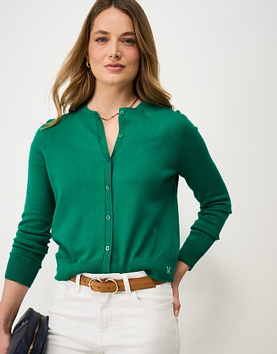 Crew Cotton Cardigan in Green