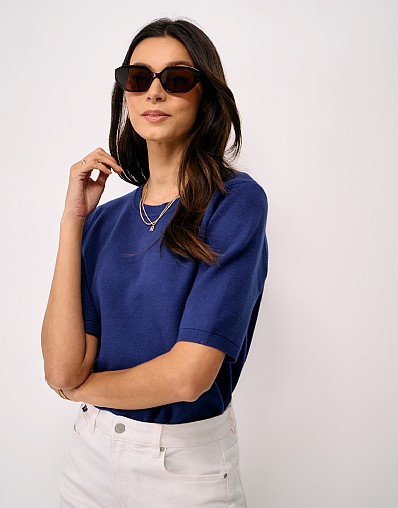 Knitted Tee in Blue