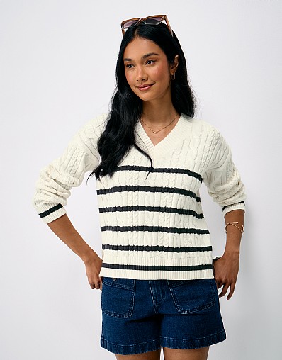 Relaxed Fit Cricket Jumper in White
