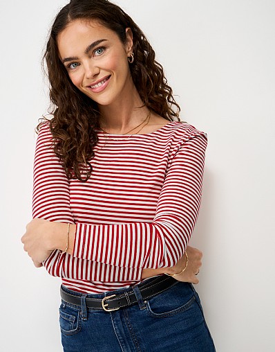 Ballet Back Jersey Top in Red