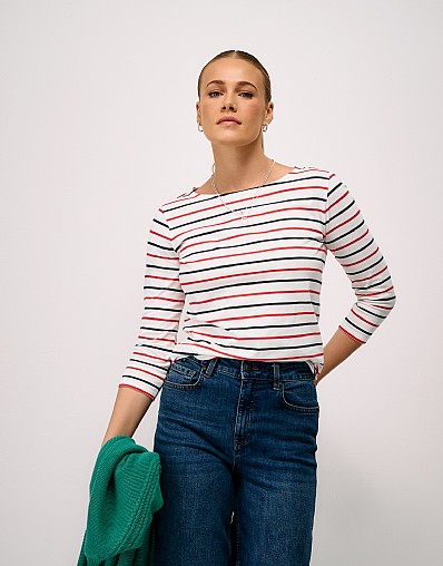 Essential Breton in White, Red & Navy Stripe