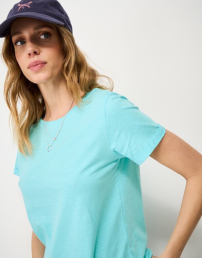 Perfect Crew Cotton-Slub Tee in Bright Blue