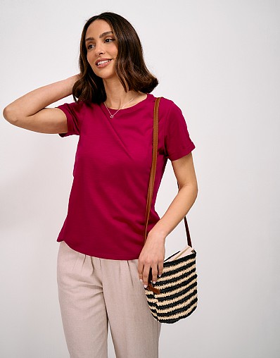 Perfect Crew Cotton-Slub Tee in Cherry Red