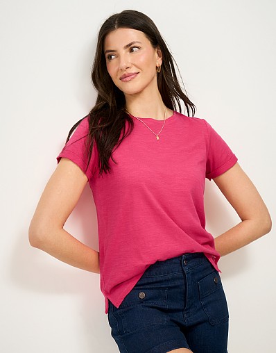 Perfect Crew Cotton-Slub Tee in Pink