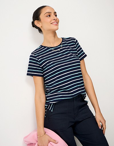 Cotton Breton Tee in Blue and Pink