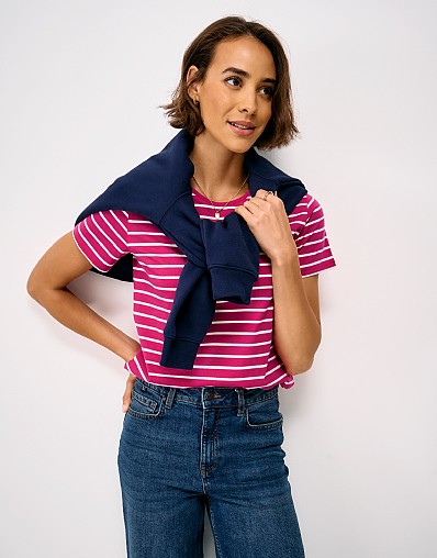 Cotton Breton Tee in Pink Stripe