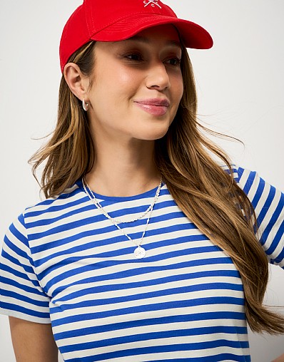 Cotton Breton Tee in White & Blue Stripe
