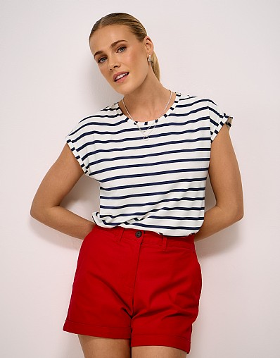 Modal Ruby Top in White and Navy Stripe