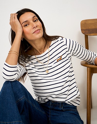 Embroidered Essential Breton in White