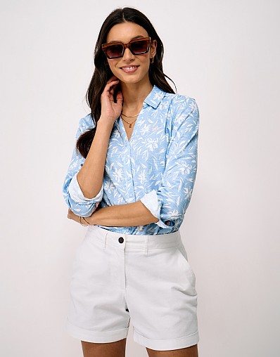 Jersey Shirt in Blue Ditsy Floral Print