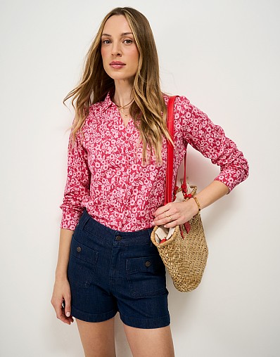 Jersey Shirt in Pink Floral Print