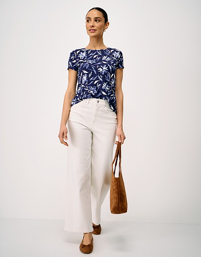 Viscose T-Shirt in Navy Floral Print