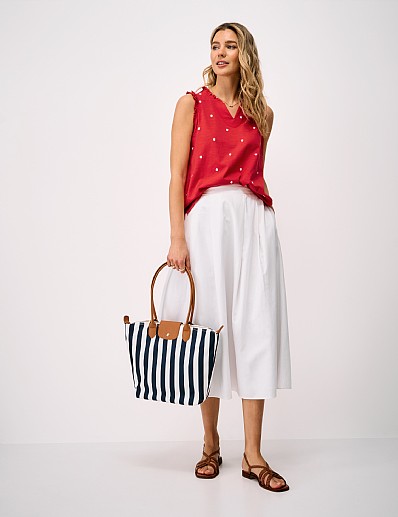 Frill Cotton Jersey Vest in Red