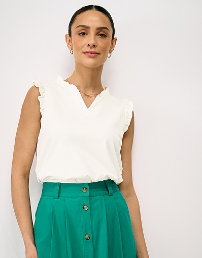 Frill Jersey Vest in White