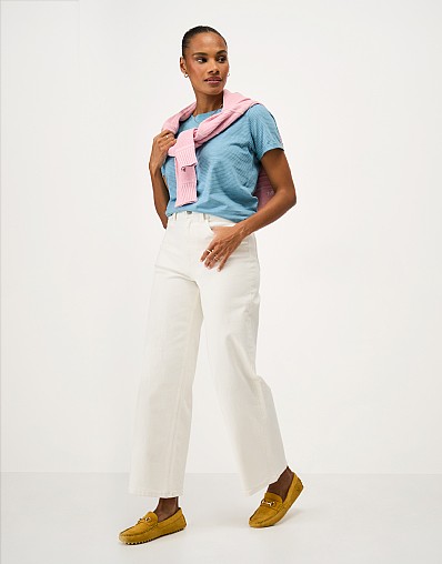 Cotton-Slub Perfect Crew Tee in Blue Stripe