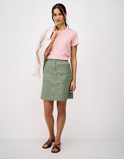 Cotton-Slub Perfect Crew Tee in Pink and White Stripes